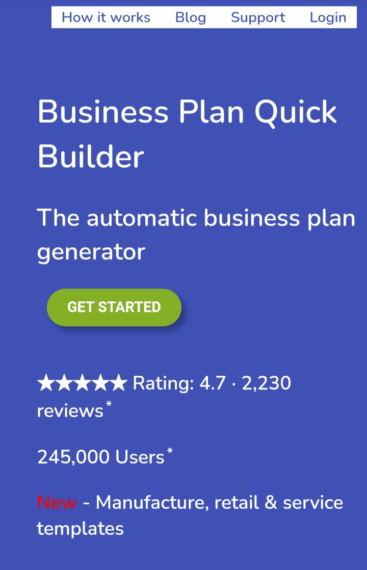 screenshot of Business Plan Quick Builder